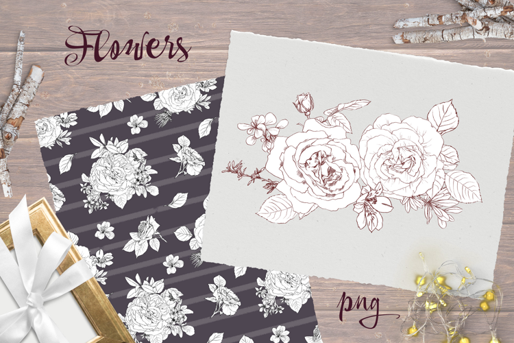 Vintage flowers print Seamless Pattern Png