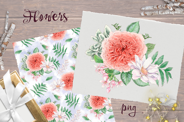 Delicate flowers print Seamless Pattern Png