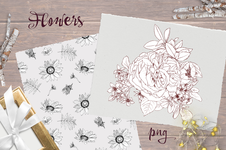 Vintage flowers print Seamless Pattern Png
