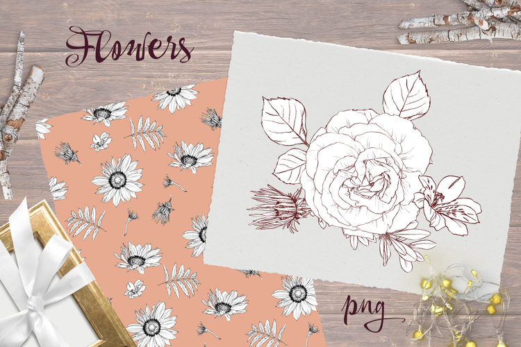 Vintage flowers print Seamless Pattern Png
