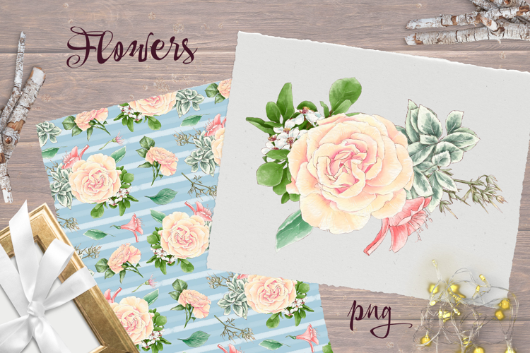 Delicate flowers print Seamless Pattern Png