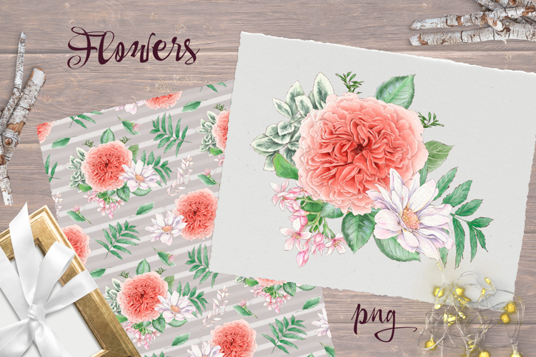 Delicate flowers print Seamless Pattern Png