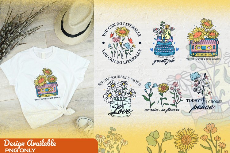 6 Vintage Flowers Sublimation Bundle