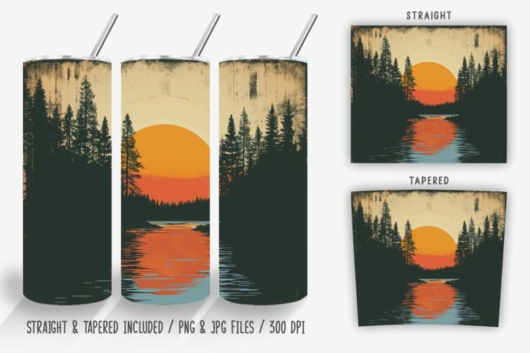 Vintage Forest Sunset Tumbler Wrap