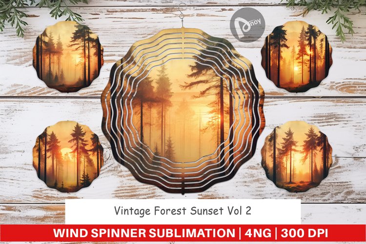 Wind Spinner Vintage Forest Sunset