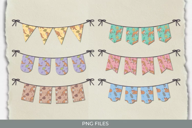 Vintage Fox Seamless Pattern Bunting Banner Sets