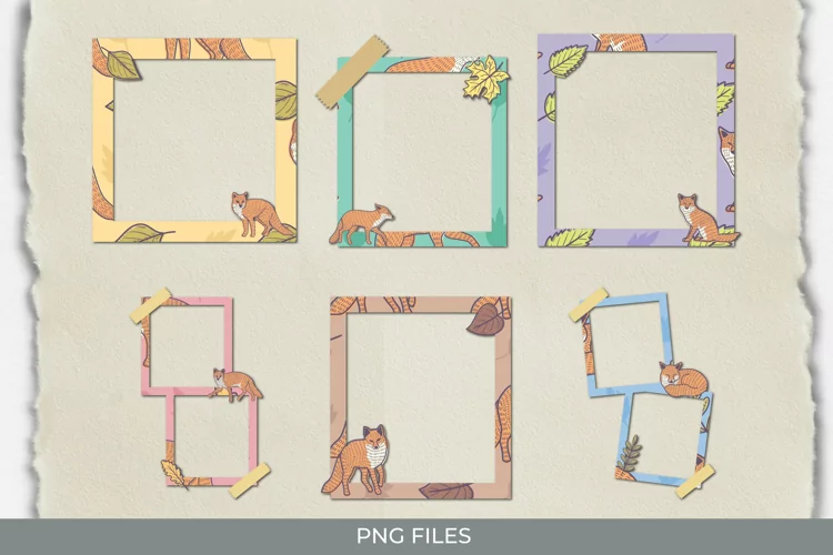 Vintage Fox Seamless Pattern Frames