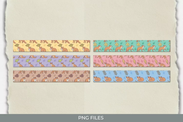 Vintage Fox Seamless Pattern Strips