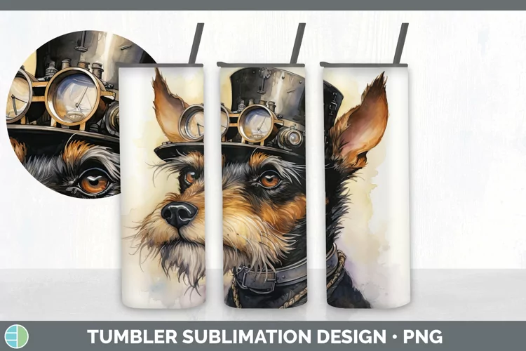 Vintage Fox Terrier Dog Tumbler | Sublimation 20 oz Skinny T