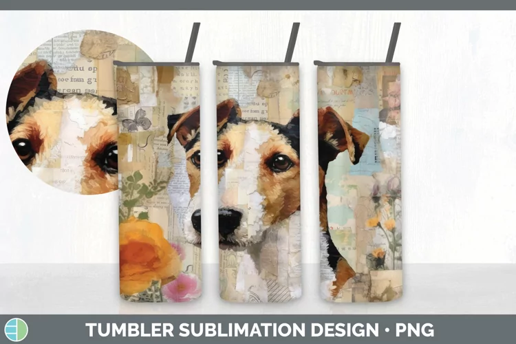 Vintage Fox Terrier Dog Tumbler | Sublimation 20 oz Skinny T