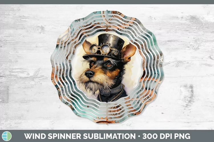 Vintage Fox Terrier Dog Wind Spinner | Sublimation Spinner D