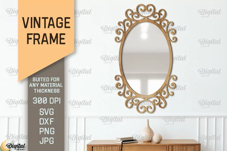 Vintage Frame SVG. 3D Mirror Frame Laser Cut