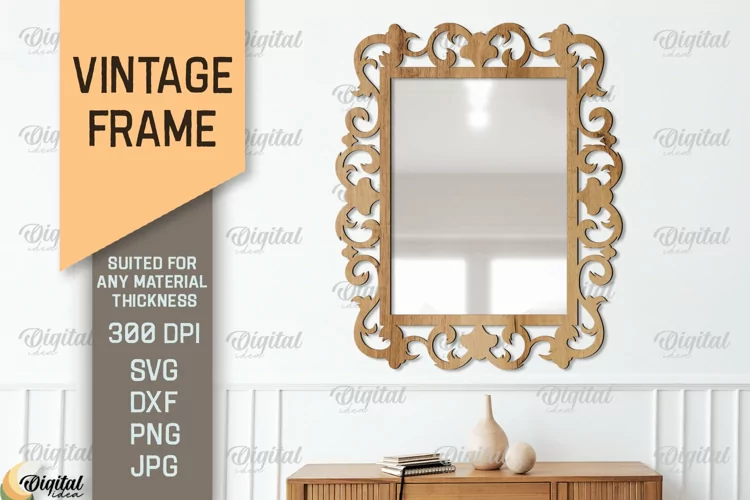 Vintage Frame SVG. 3D Mirror Frame Laser Cut