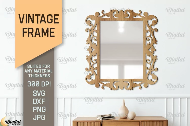 Vintage Frame SVG. 3D Mirror Frame Laser Cut
