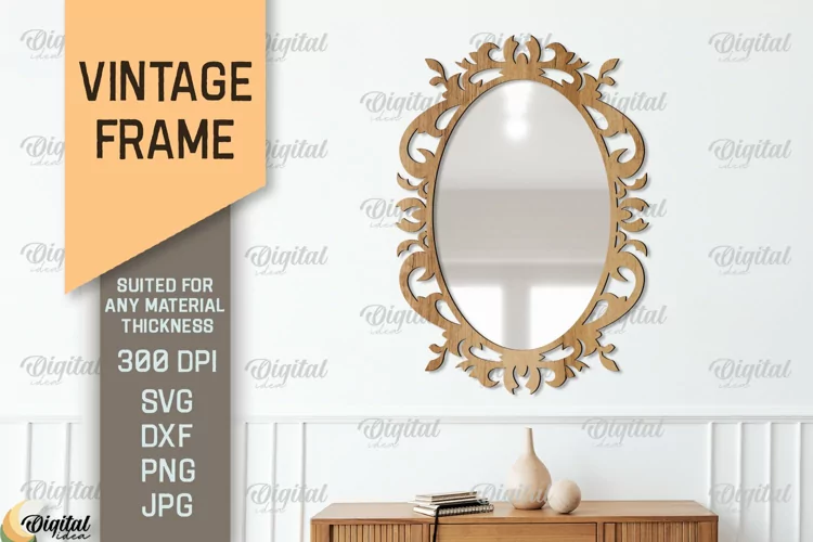 Vintage Frame SVG. 3D Mirror Frame Laser Cut