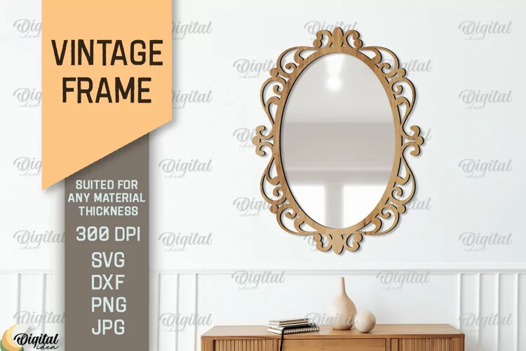 Vintage Frame SVG. 3D Mirror Frame Laser Cut