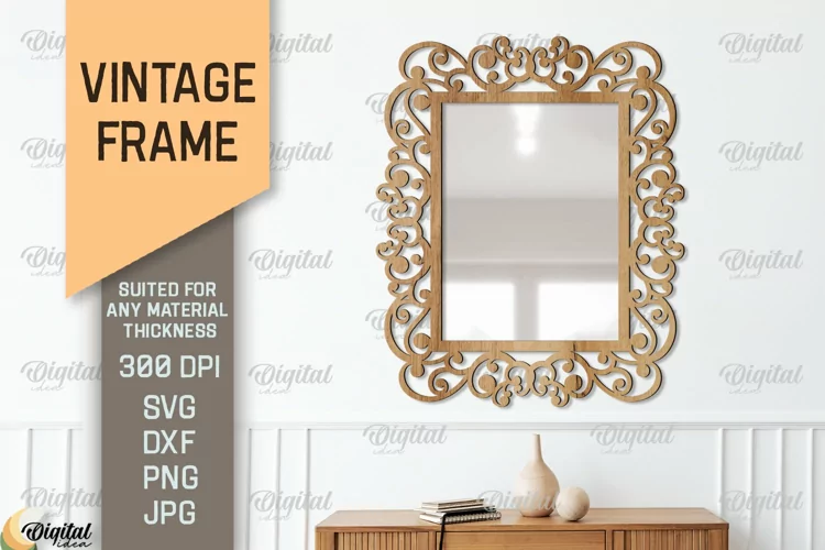 Vintage Frame SVG. 3D Mirror Frame Laser Cut