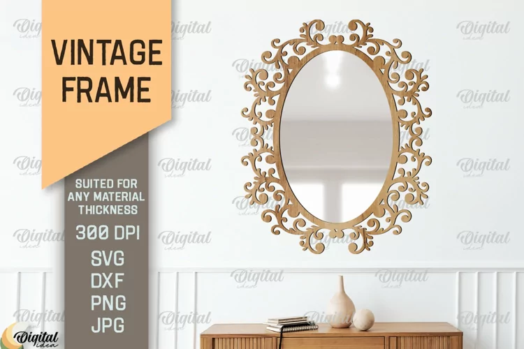 Vintage Frame SVG. 3D Mirror Frame Laser Cut
