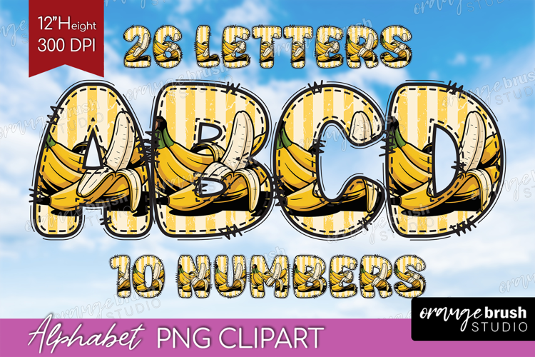 Vintage Fruits Doodle Aphabet Clipart - Sweet Summer Letters