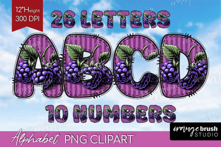 Vintage Fruits Doodle Aphabet Clipart - Sweet Summer Letters