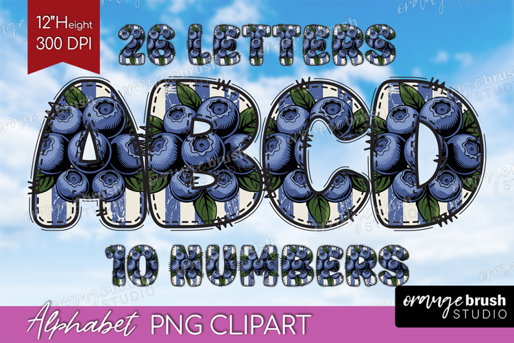 Vintage Fruits Doodle Aphabet Clipart - Sweet Summer Letters