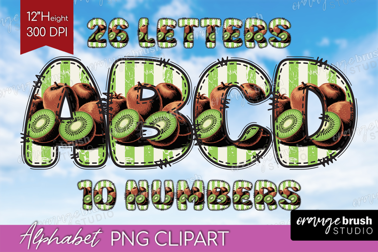 Vintage Fruits Doodle Aphabet Clipart - Sweet Summer Letters