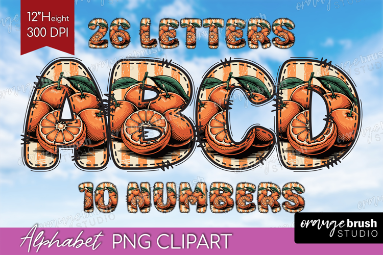 Vintage Fruits Doodle Aphabet Clipart - Sweet Summer Letters