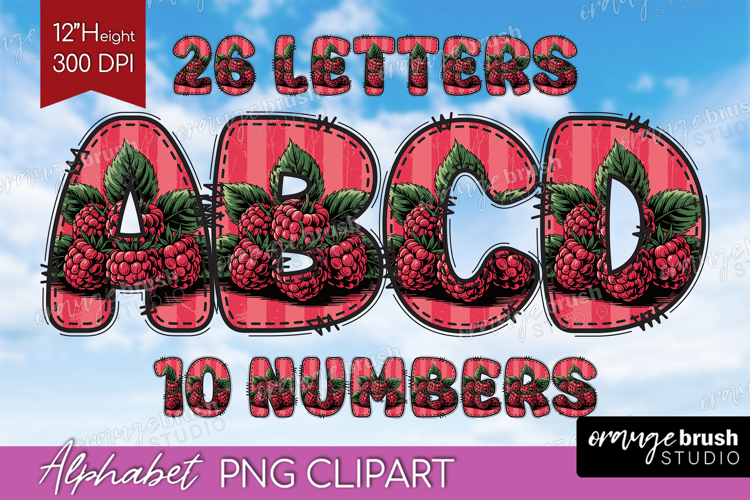 Vintage Fruits Doodle Aphabet Clipart - Sweet Summer Letters
