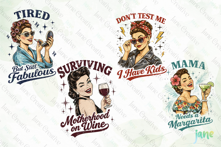 Vintage Funny Mama PNG