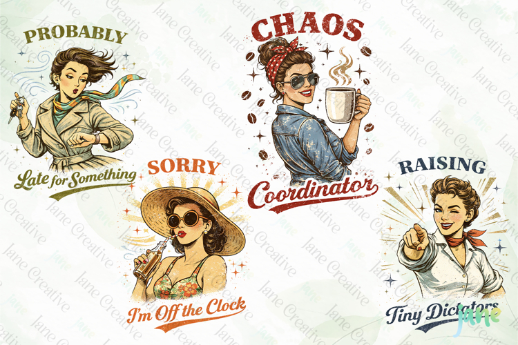 Vintage Funny Mama PNG