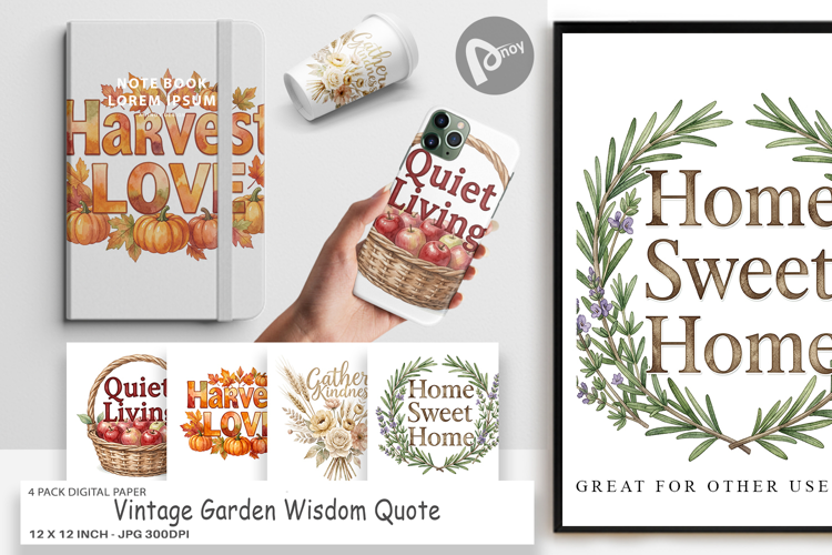 Vintage Garden Quote Digital Paper