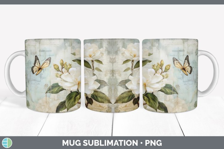 GorgeousDecoupage Gardenias Mug Wrap design.