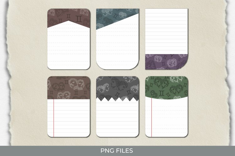 Vintage Gemini Sign Seamless Pattern Shaped Journaling Page