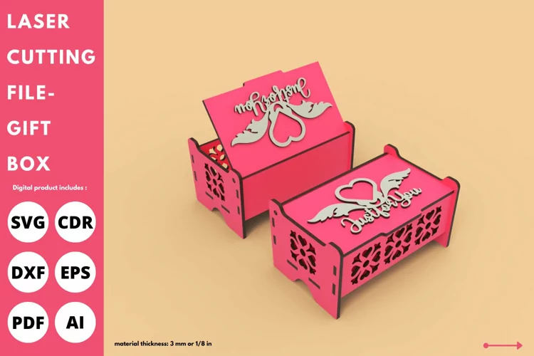 Vintage gift box for love - svg laser cutting file