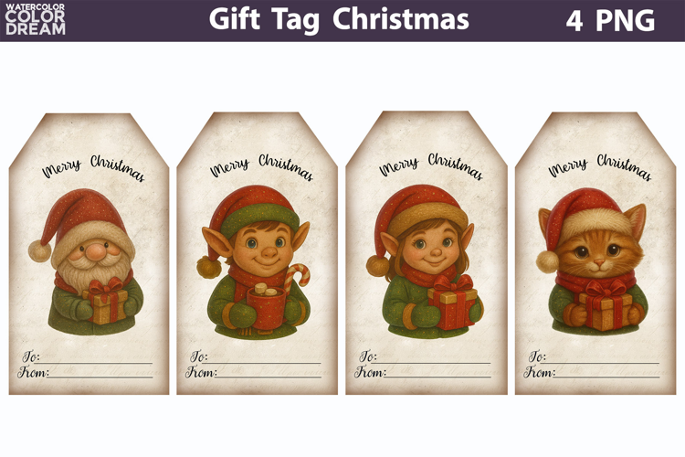 Christmas Animals Gift Tags | Junk Journal Card