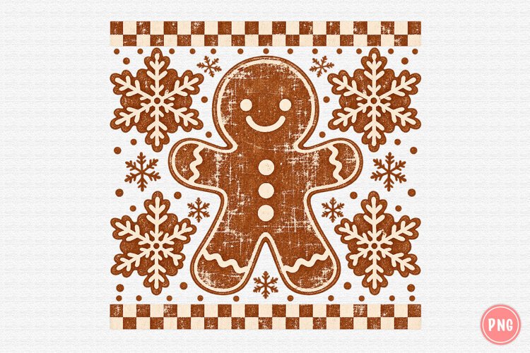 Rustic Gingerbread Man Christmas PNG, Vintage Holiday Png example image 1