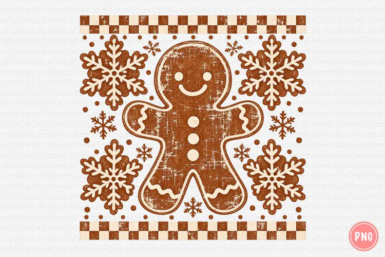 Rustic Gingerbread Man Christmas PNG, Vintage Holiday Png
