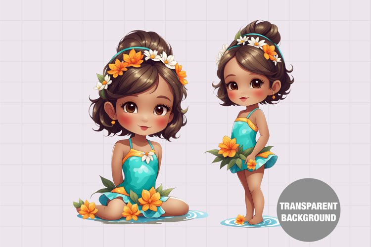 Summer Vintage girl clipart, Holiday clipart