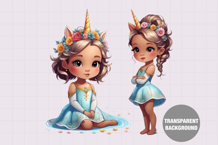 Unicorn Vintage girl clipart