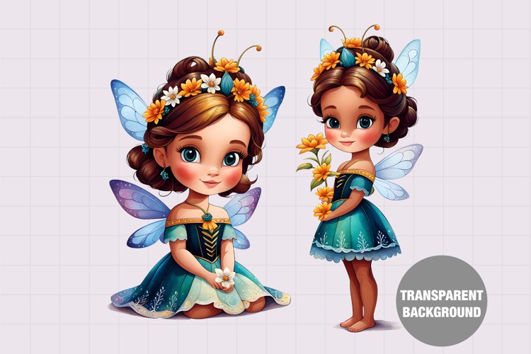 Vintage summer fairy clipart example image 1