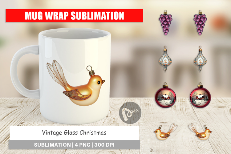 Glass Christmas Ornaments Mug Wrap