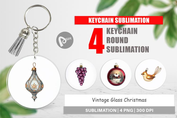 Glass Christmas Ornaments Keychain