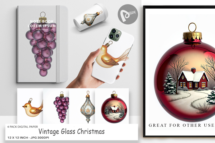 Glass Ornaments Digital Paper
