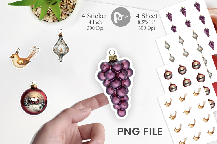 Glass Christmas Ornaments Sticker
