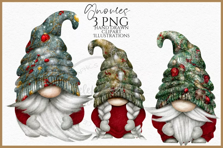 Vintage Gnomes Watercolor Clipart Png