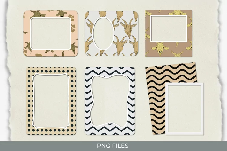 Vintage Goat Seamless Pattern Frames