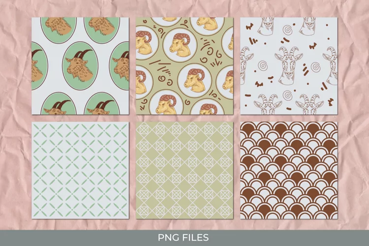 Vintage Goat Seamless Pattern Paper Packs