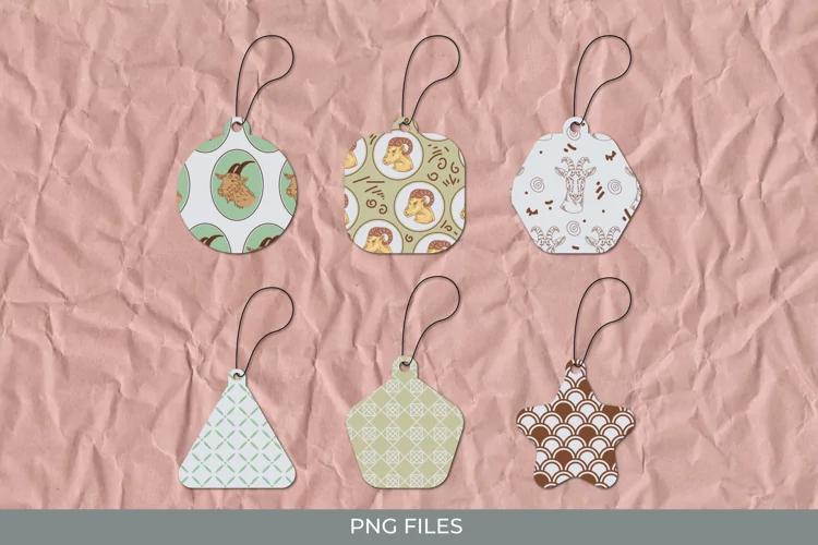 Vintage Goat Seamless Pattern Shaped Tags