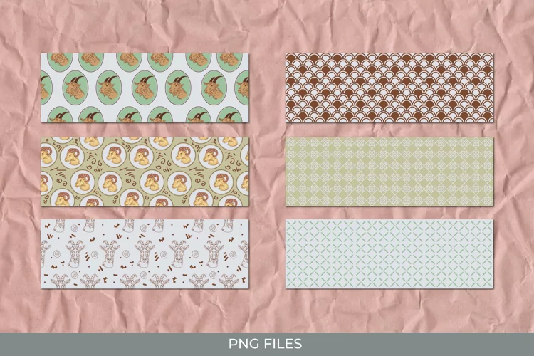 Vintage Goat Seamless Pattern Strips