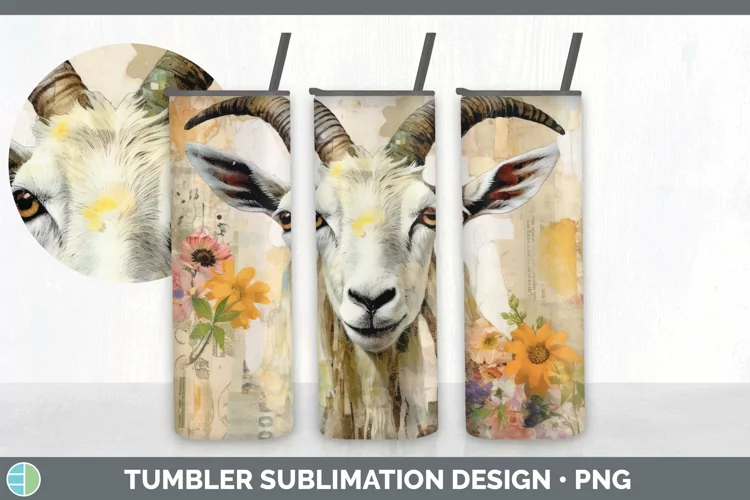 Vintage Goat Tumbler | Sublimation 20 oz Skinny Tumbler Desi
